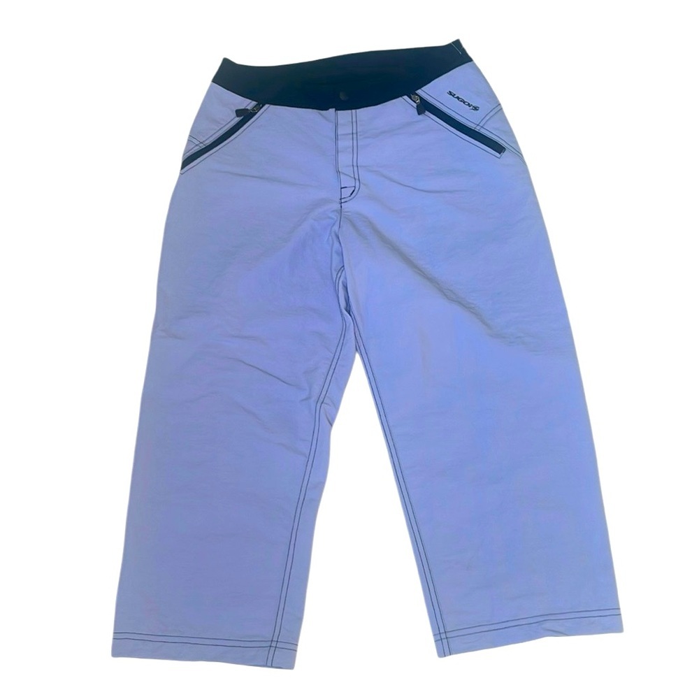OBO SUGOI BULLY SLANT CAPRI LAVENDER CYCLING PANTS FRONT POCKETS NEW WTAGS SMALL